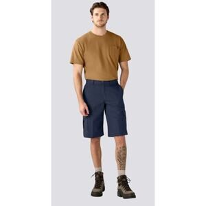 New Mens DICKIES Navy Blue Flex Relaxed Fit 13" Cargo Work Shorts Size 32
